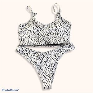 ZAFUL Leopard Snake Print Ribbed Tankini Set